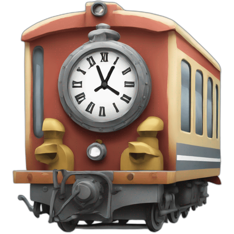 Train with clock emoji