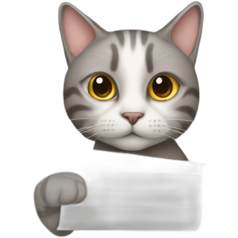 cat that holds paper with "BISA" text on it emoji