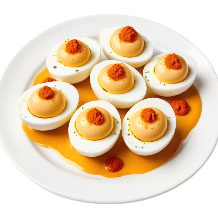 Spanish stuffed eggs with creamy filling and paprika. emoji