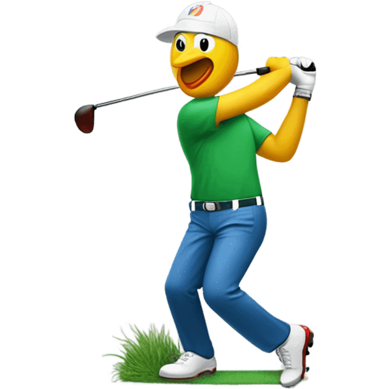 Gallo haciendo swing golf emoji