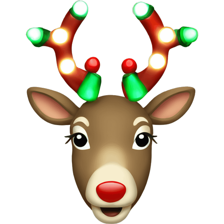 Reindeer with red, green, & white vintage Christmas lights  emoji