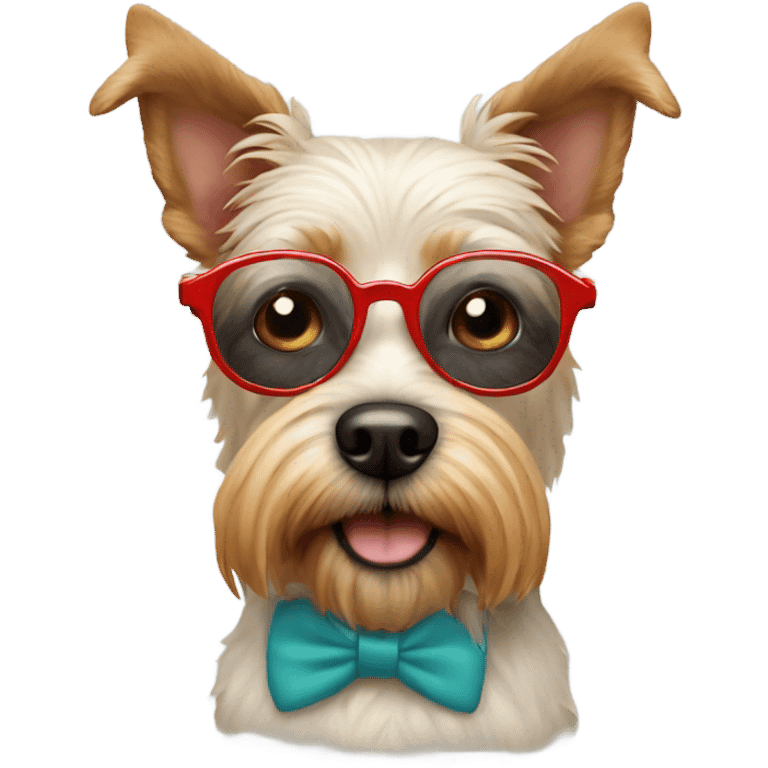 Perro terrier chileno con lentes emoji