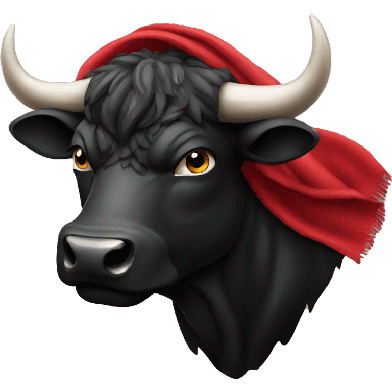 Black bull using red scarf feeling angry emoji