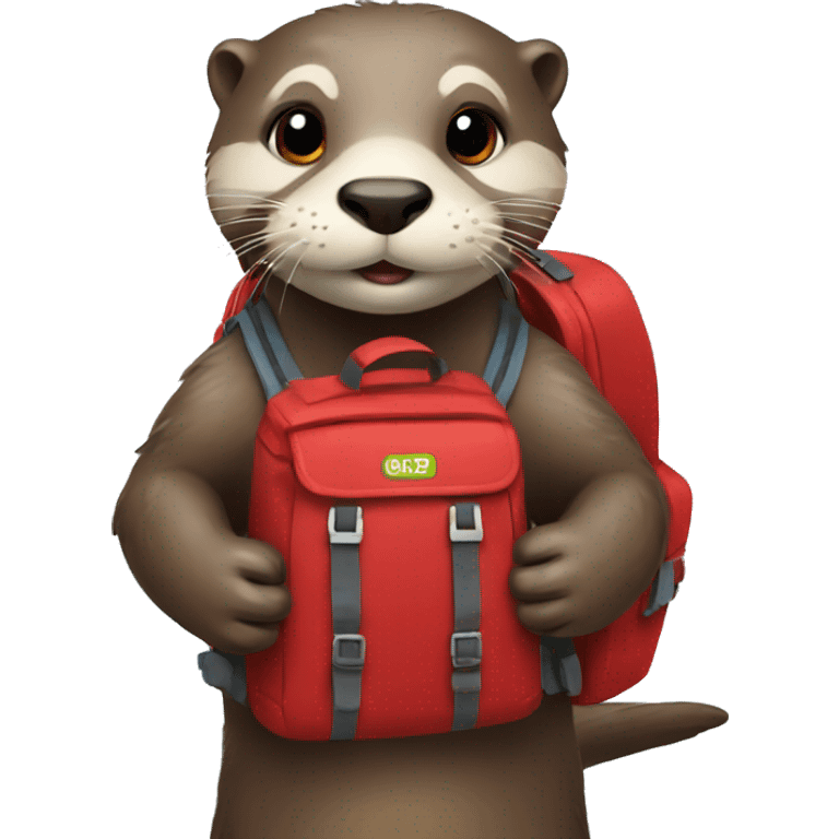 Otter with a red backpack  emoji