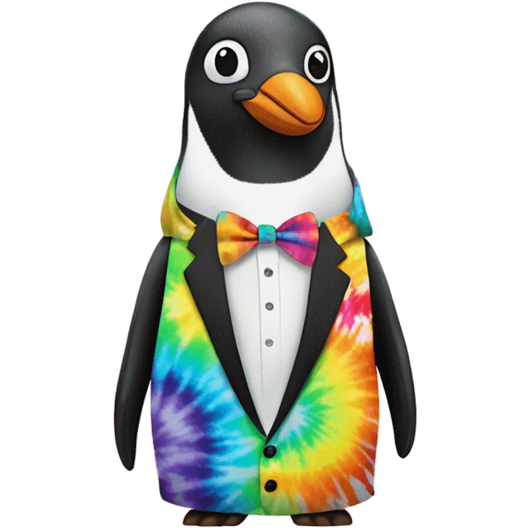 Penguin wearing a tie dye tuxedo emoji