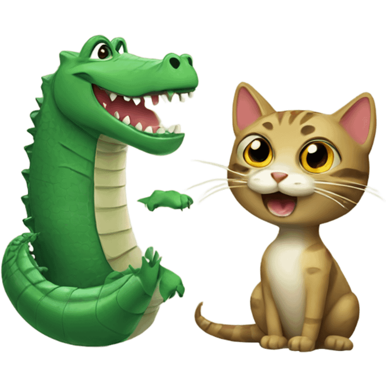 Cat and crocodile  emoji