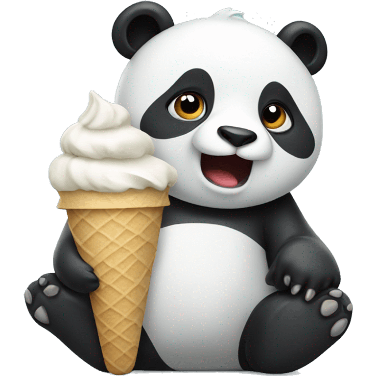 Panda eating ice cream emoji