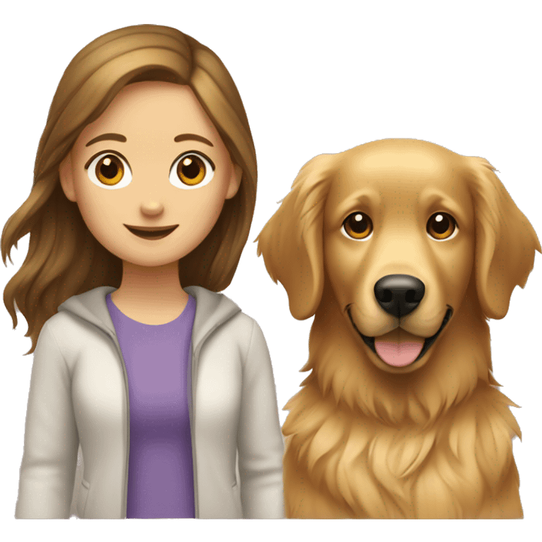 Golden retriever and girl with brown hair emoji