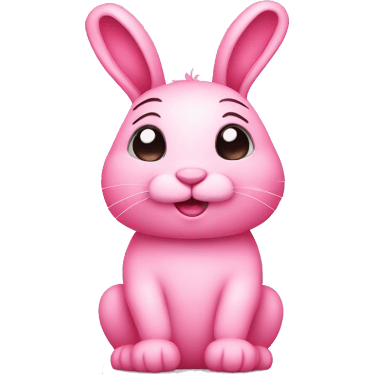 Cute pink bunny with love hearts emoji