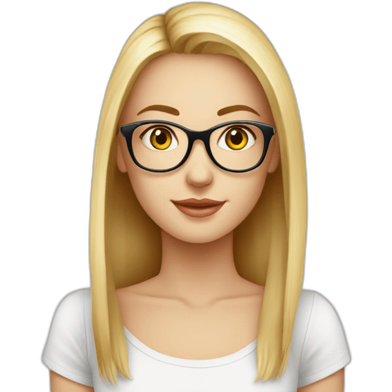 Femme jeune cheveux blanc lisse long lunette emoji