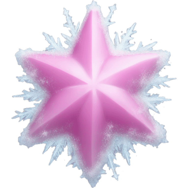 Pink ice frozen star with snow emoji