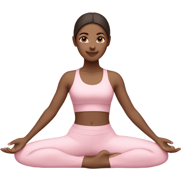 brunette yoga girl light pink clothes n emoji