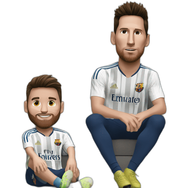 Messi sitting with Cristiano  emoji