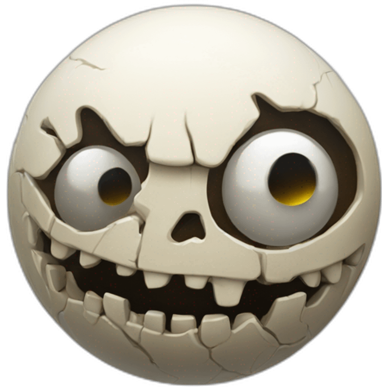 3d sphere with a cartoon Wither Skeleton skin texture with big underdeveloped eyes emoji