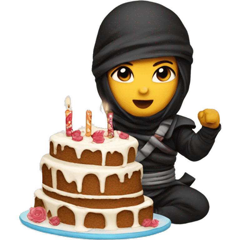 baby ninja with birthday cake  emoji