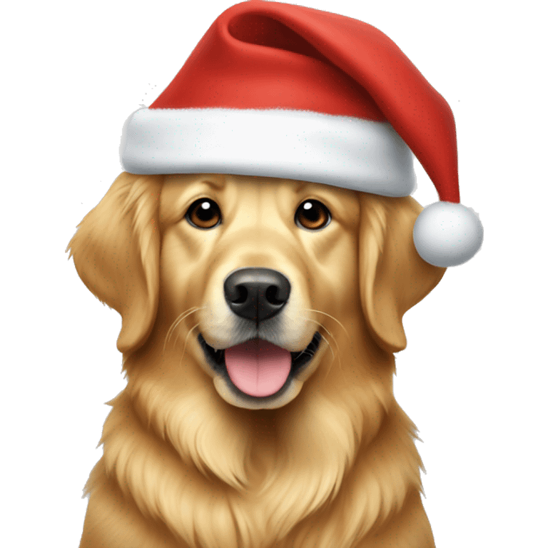 golden retriever with christmas hat emoji