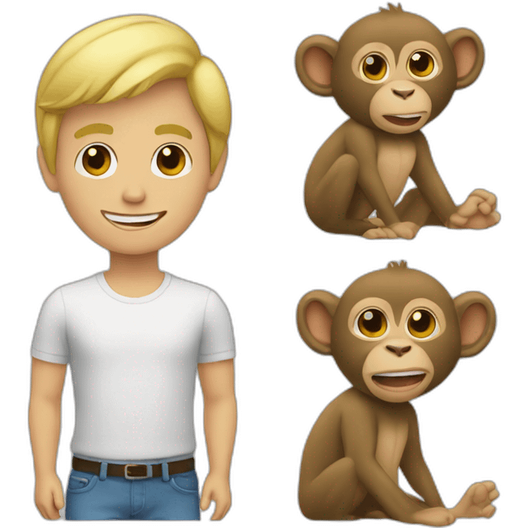 Blonde guy with a monkey emoji