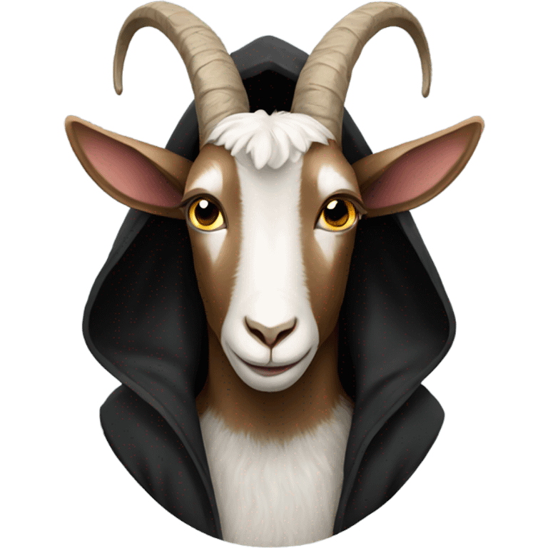 Goat with horns wearing a black hoodie emoji