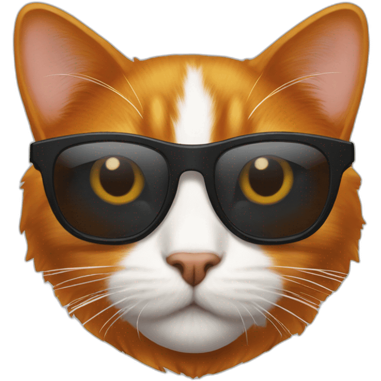 Un chat tout roux avec des lunettes de soleil noire emoji