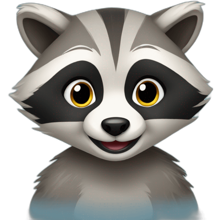 a cheerful raccoon emoji