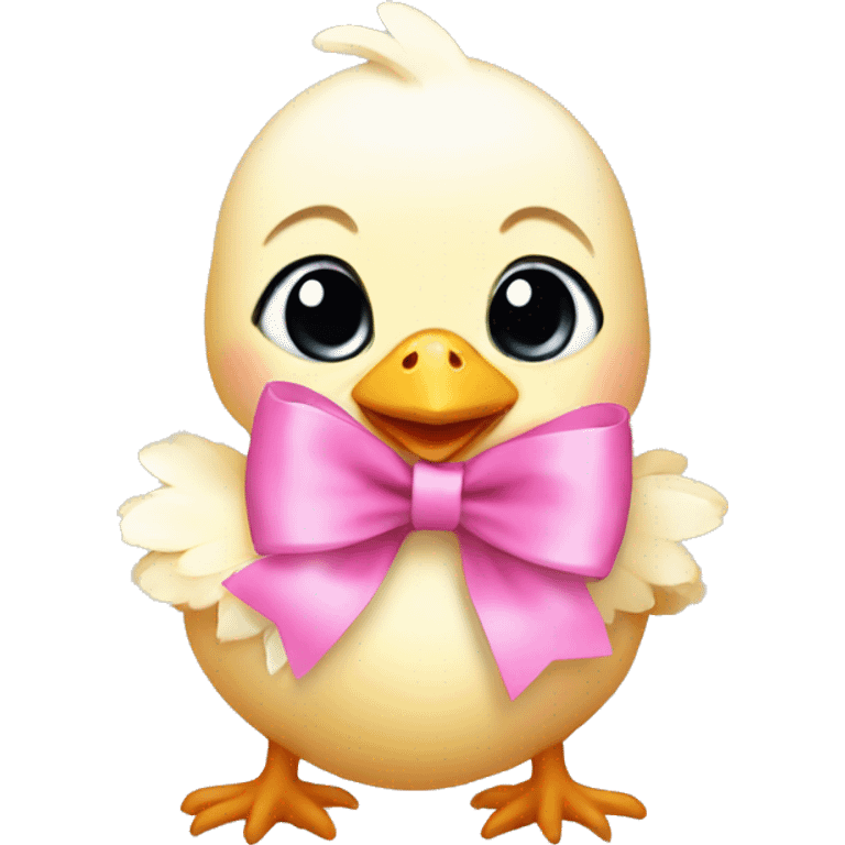 Baby chicken with pink bow emoji