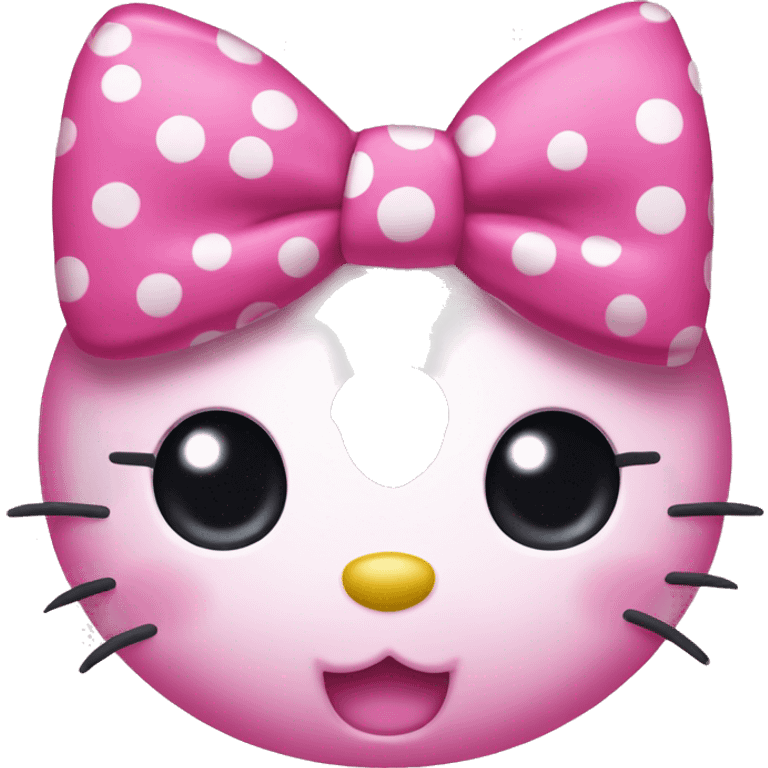 Hello kitty with pink polka dot bow emoji