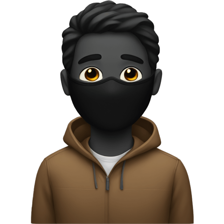 Chill guy with a black mask emoji