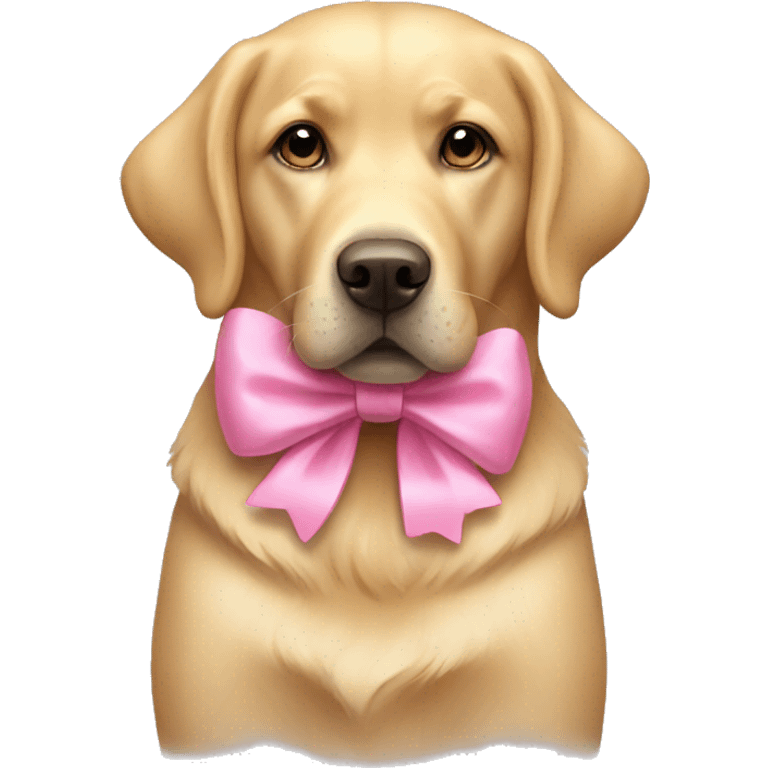 Golden Labrador with a pink bow emoji