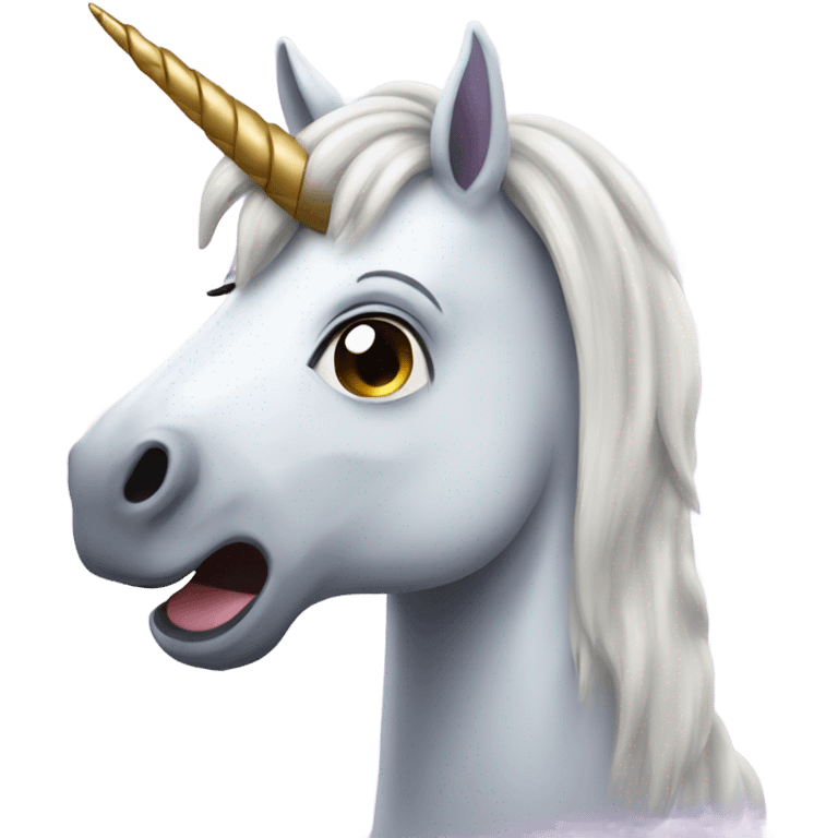 A unicorn with silly face emoji