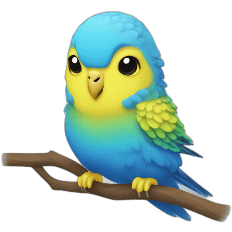 Blue and yellow budgie emoji