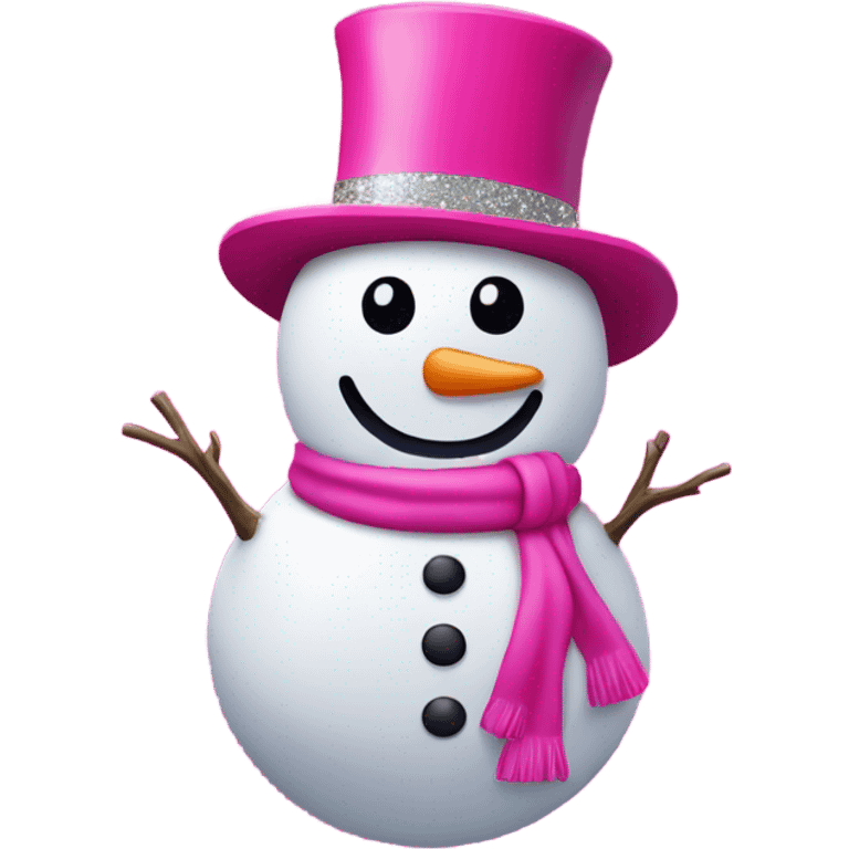 Hot pink snowman with glitter  emoji