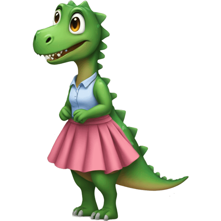 Dinosaur wearing a skirt emoji