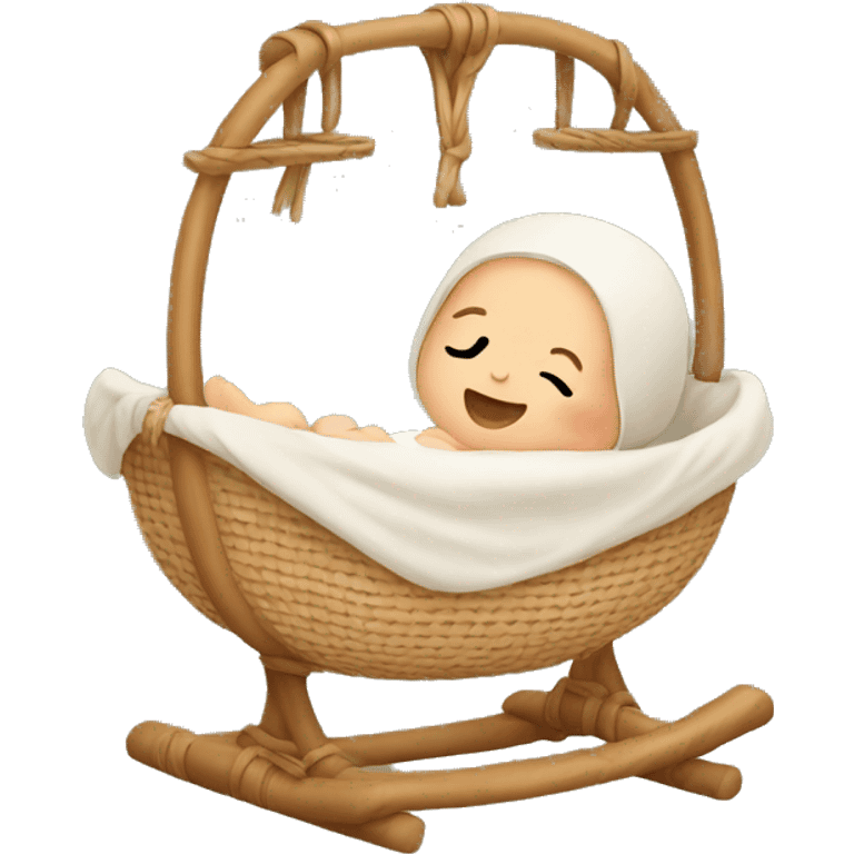 Newborn in a rattan cradle emoji