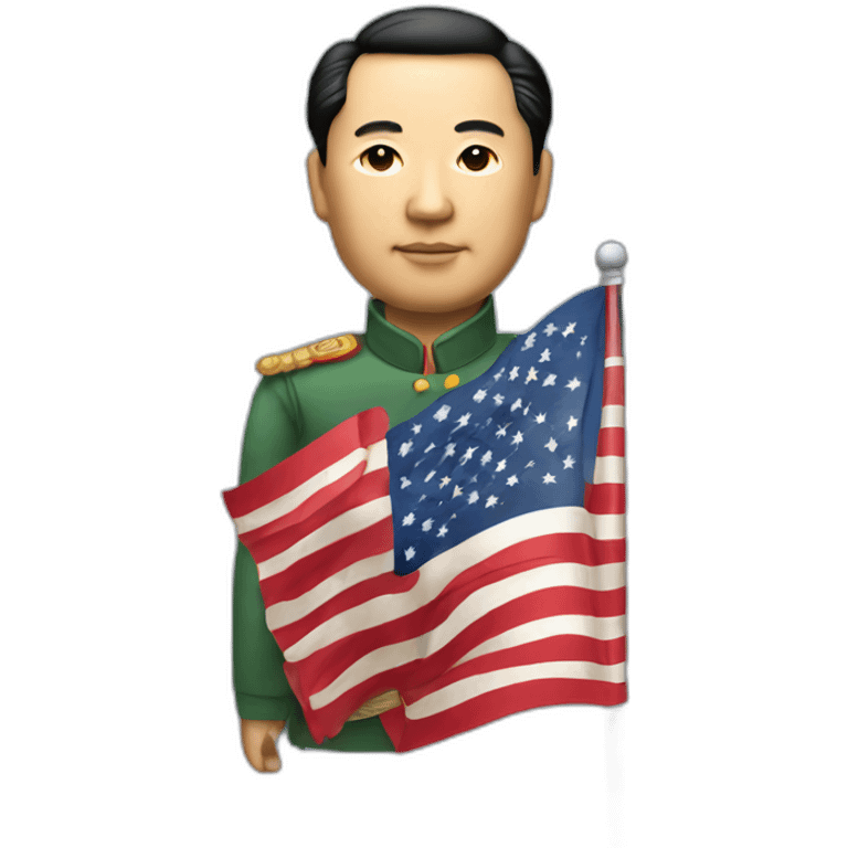 Mao zedong holding a American flag emoji