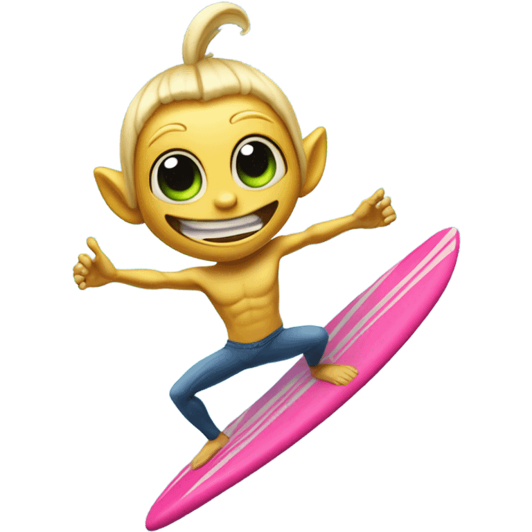 Crazy blonde alien surfing emoji