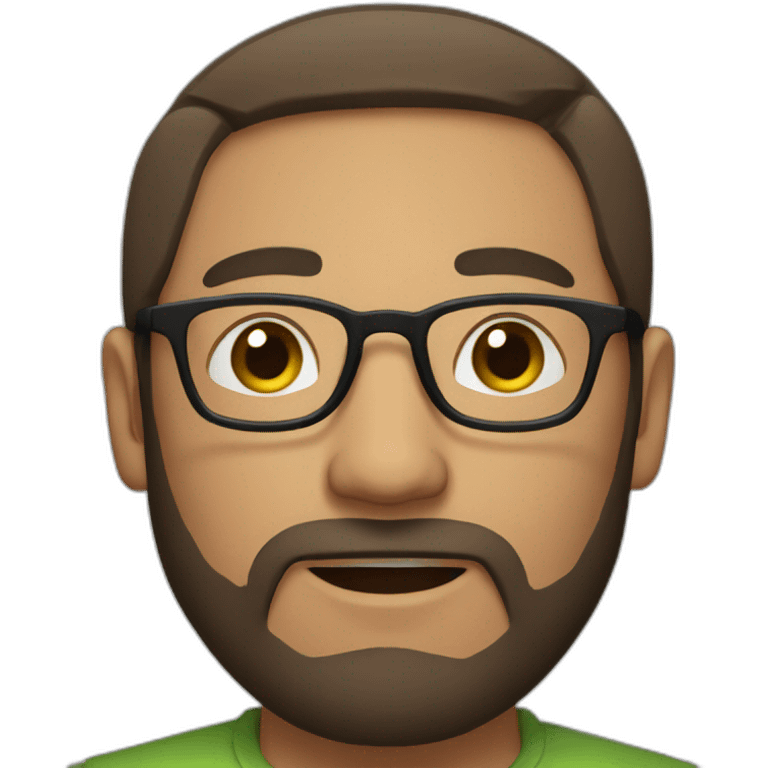 Man round face with glasses and low hair and beard emoji