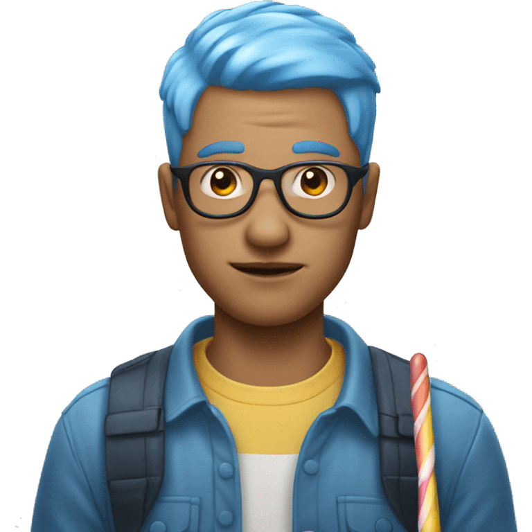 Man with short blue hair and a popsicle emoji