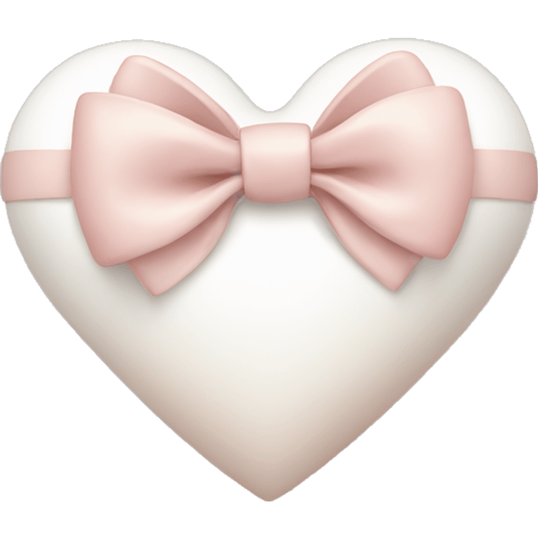 white heart with beige bow baby pink emoji