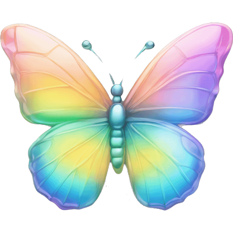 flying Pastel rainbow-gradient iridescent glass crystal butterfly emoji