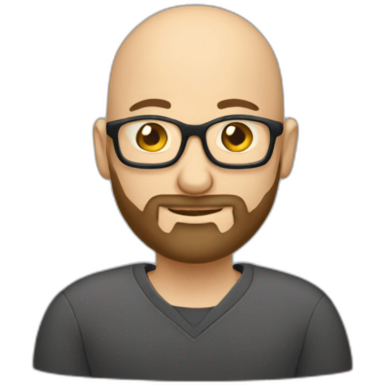 bald developer with beard programming on his computer emoji