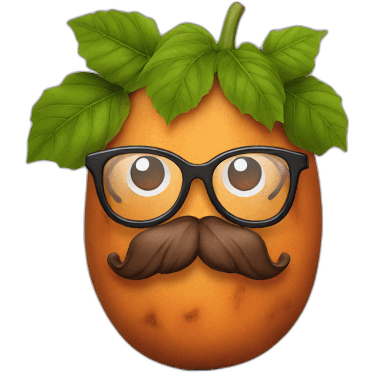 sweet potato with glasses and a beard emoji