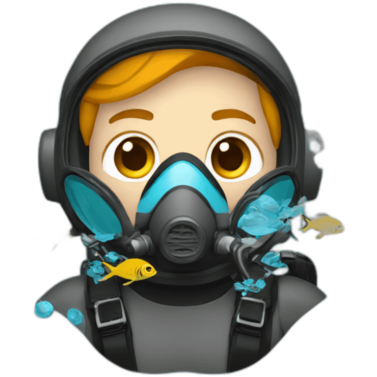 Scuba diver with fishes emoji