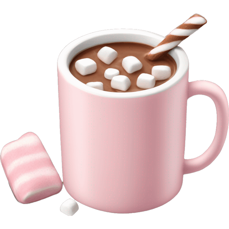 Light Pink mug of hot chocolate with marshmallows  emoji