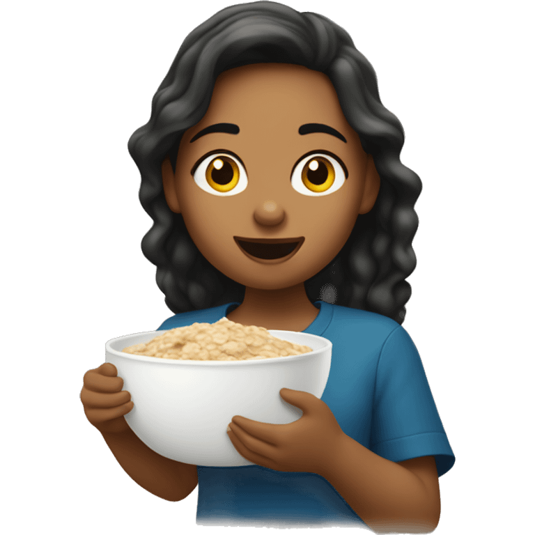 A Burnett girl eating oatmeal emoji