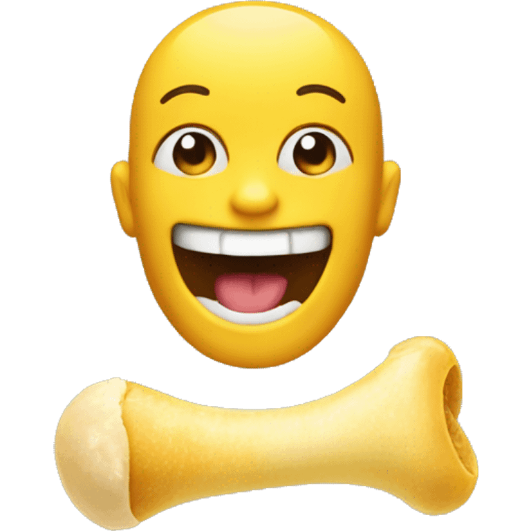 emoji smiling eating a yellow bone emoji