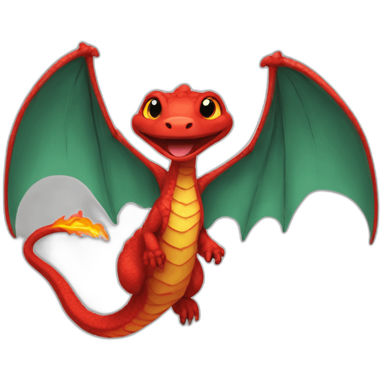 Red fire Serpant with wings and no arms emoji