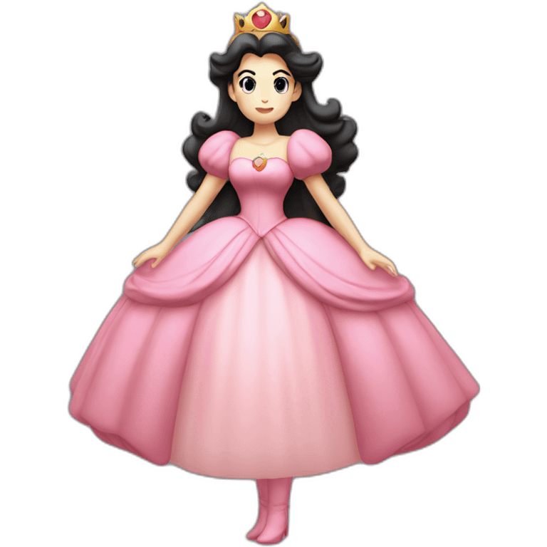 Full body Princess Peach and she has dark hair  emoji