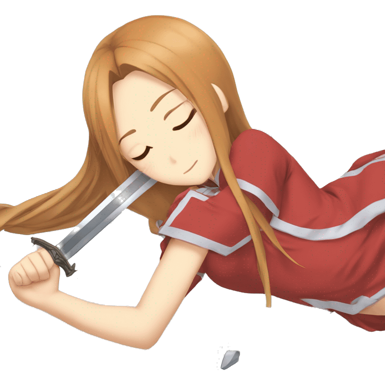 laying down sleeping full body Asuna anime sword art online short skirt emoji