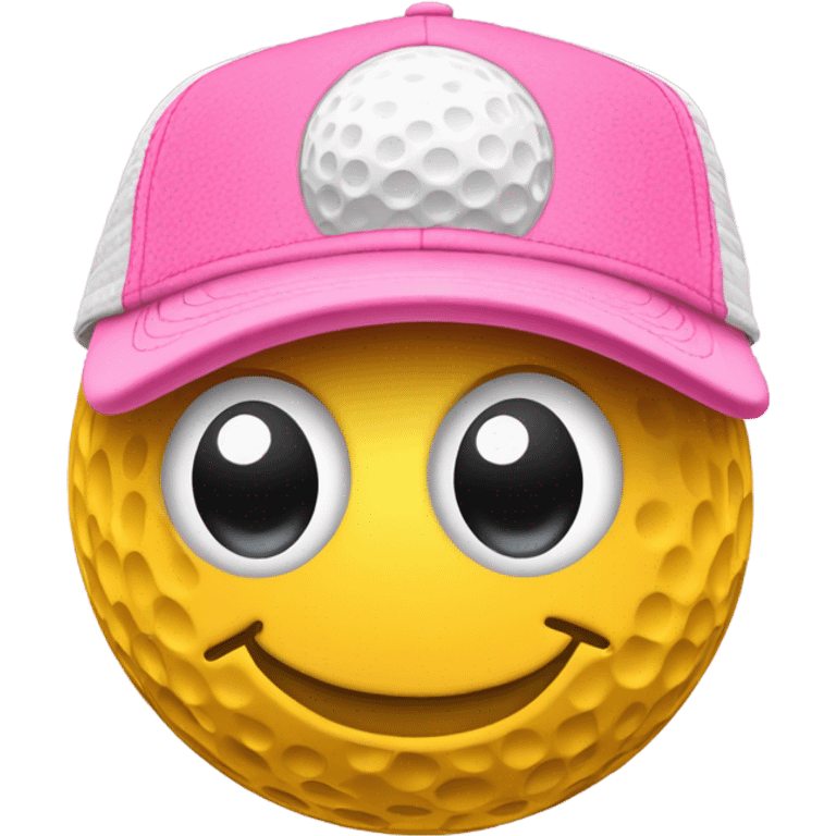 Golf ball with pink trucker hat and winky face emoji