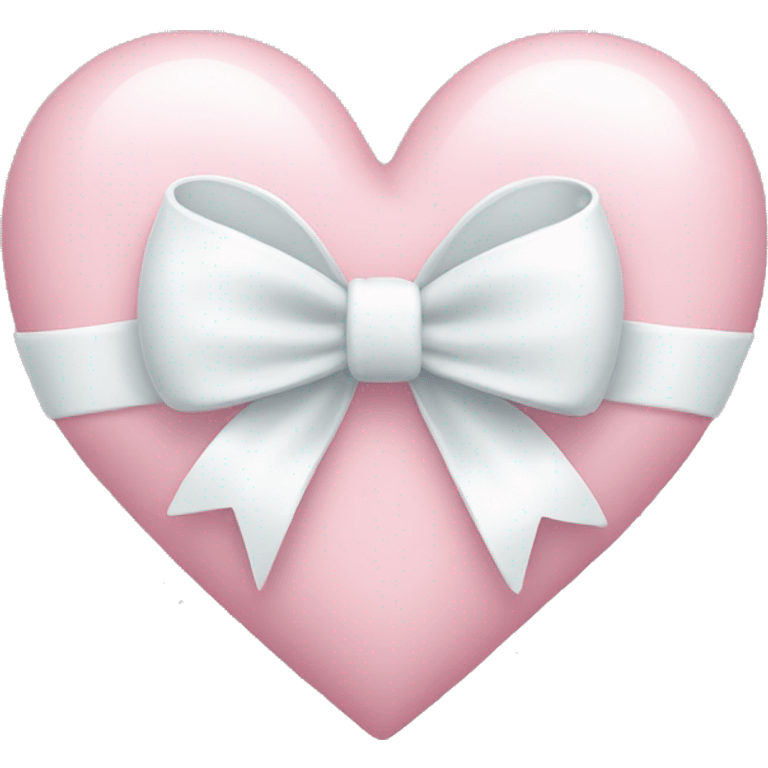 Pastel pink heart with white bow emoji